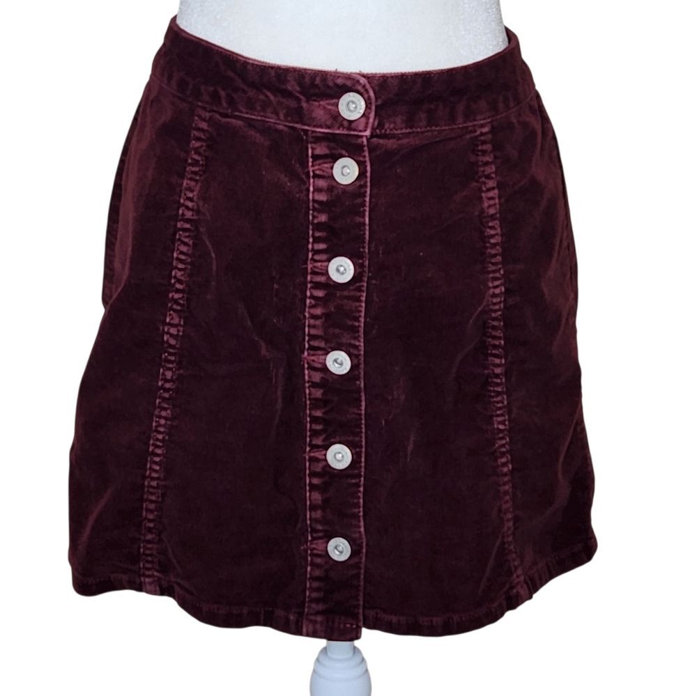 Arizona Jean Co Corduroy Skirt Junior's 5 Burgundy Button Up 90s Indie Sleaze